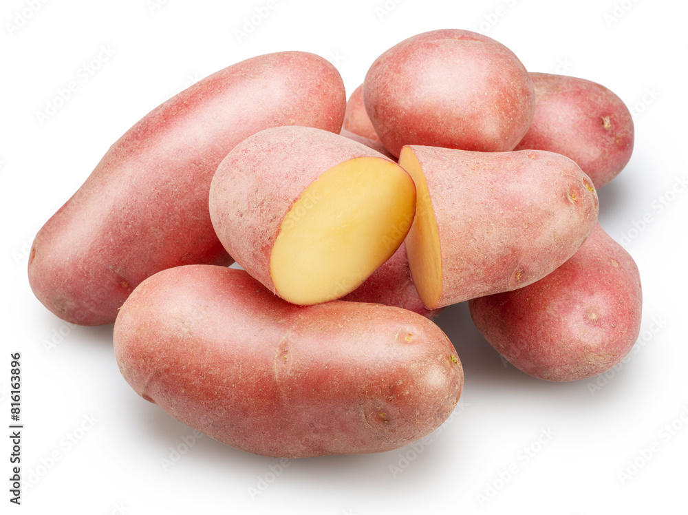 Red-skinned potato tubers on white background. File contains clipping path. Red-skinned potato tubers on white background. File contains clipping path.