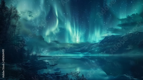 Wallpaper Mural Beautiful landscape of an Aurora Borealis, Northern Lights hyper realistic  Torontodigital.ca