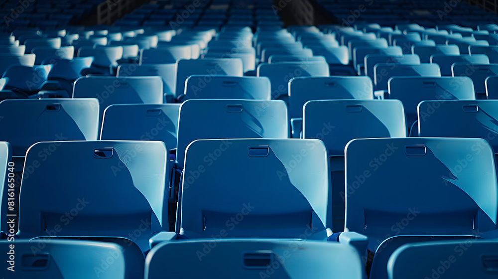 Naklejka premium Empty blue seats in stadium : Generative AI