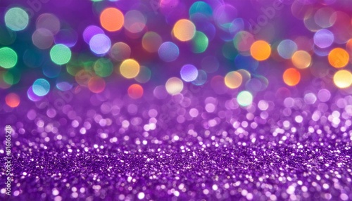 blurred purple abstract background with rainbow bokeh lights