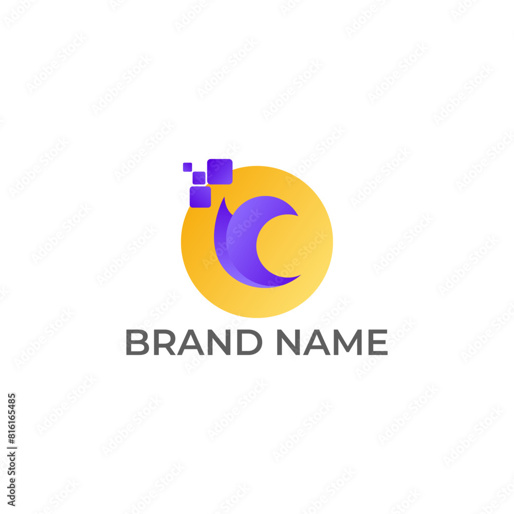 ILLUSTRATION LETTER C WITH CIRCLE PIXEL GRADIENT PURPLE ORANGE COLOR TECH LOGO ICON TEMPLATE DESIGN VECTOR ILLUSTRATION LETTER C WITH CIRCLE PIXEL GRADIENT PURPLE ORANGE COLOR TECH LOGO ICON TEMPLATE DESIGN VECTOR