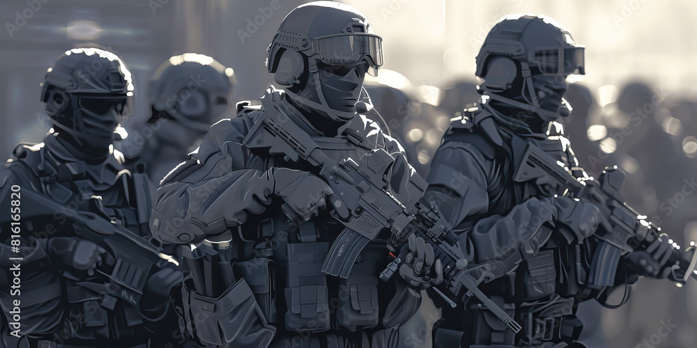 Φωτογραφία Media Portrayal (Gray): Symbolizes the portrayal of police militarization in the