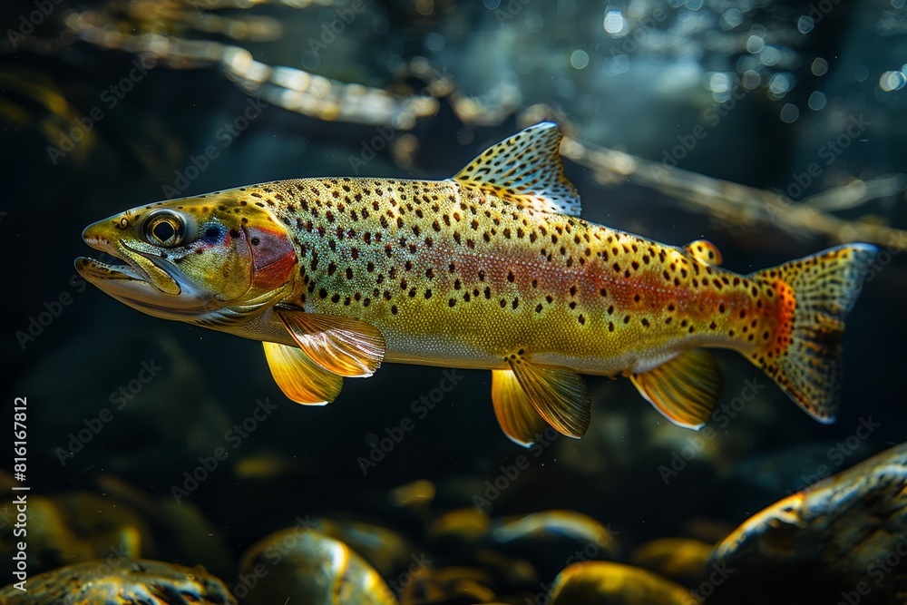 Rainbow Trout in a mountain stream, representing pristine freshwater habitats. Rainbow Trout in a mountain stream, representing pristine freshwater habitats.