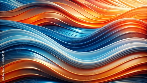 Abstract colorful wave design with flowing curves in shades of blue, orange and yellow Background.