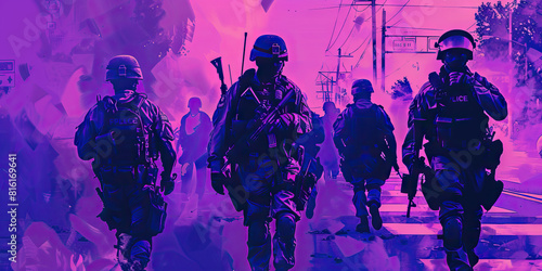 Public Safety (Purple): Signifies debates about whether police militarization enhances or detracts from public safety. photo