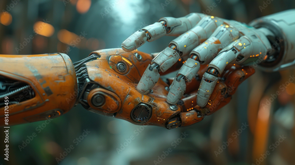 Fototapeta premium Together, humans and artificial intelligence are taking over the world ,generative ai