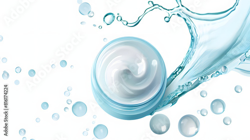 Bubble eye cream reducing puffiness and dark circles isolated on white background, isometry, png
 photo