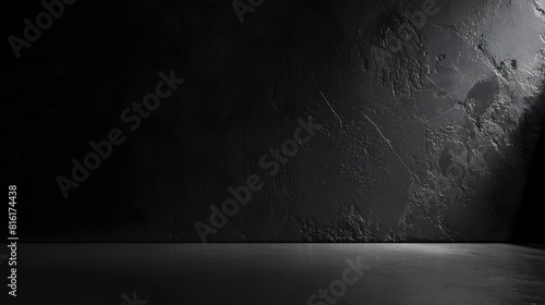 Black studio room background Black cement wall interior texture for display products   Generative AI