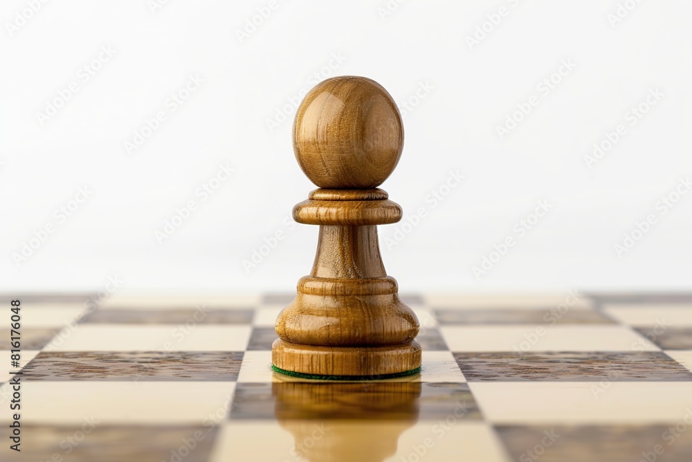 Chess pawn on chessboard on white background Chess pawn on chessboard on white background