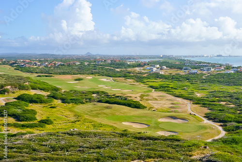 Top view of Golf Course Noord Aruba