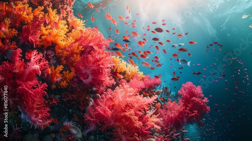 Exotic red coral reef underwater © Fatima