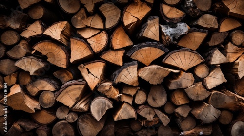 This image zooms in on the intricate details of logs, showcasing the rich textures and natural patterns