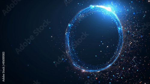 Glowing Particle Circle on Deep Blue Gradient