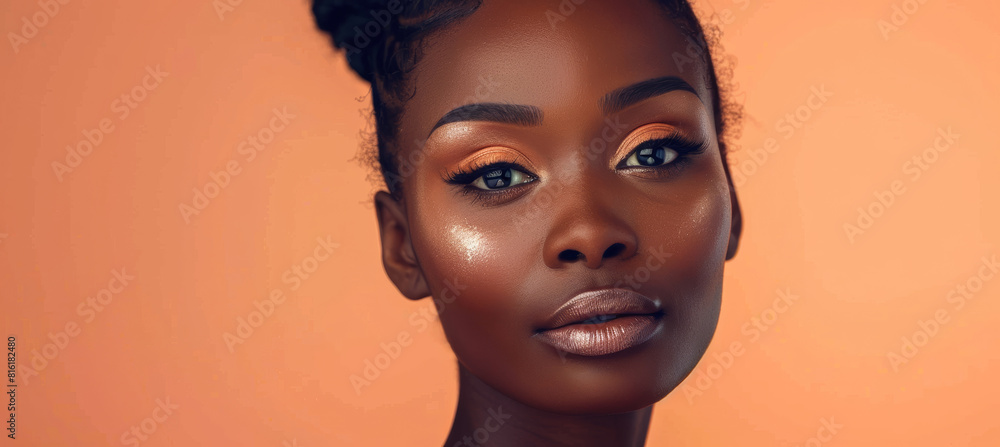 Elegant Black Woman on Peach Background Elegant Black Woman on Peach Background