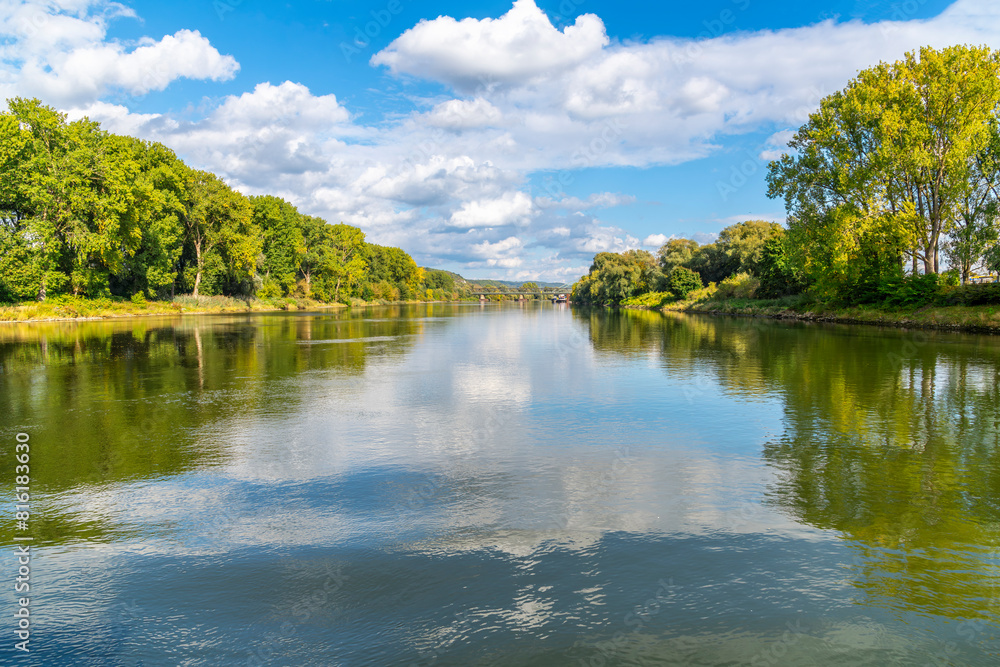 A rural section of the Danube River as it runs through the Bavarian city of Regensburg, Germany. A rural section of the Danube River as it runs through the Bavarian city of Regensburg, Germany.