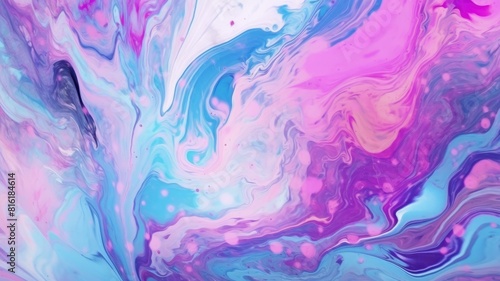 Fluid art texture with vibrant swirls of pink and blue. Abstract background for design elements  and creative visuals.Color with purple  blue and pink mixing together and separated in to layer. AIG35.