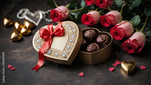 heart shaped box with chocolates © amin