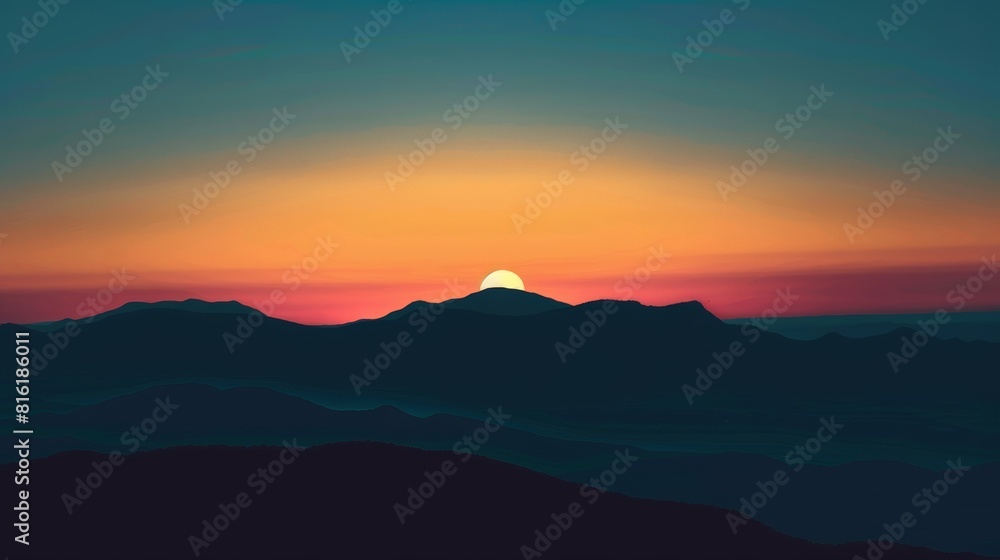 colorful sunset minimalist background, copy and text space, 16:9