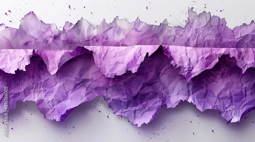 Abstract art background  purple brushstrokes on torn white paper