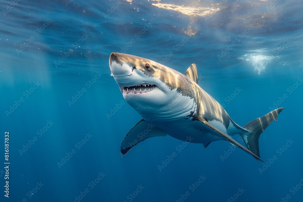 Fototapeta premium A great white shark underwater