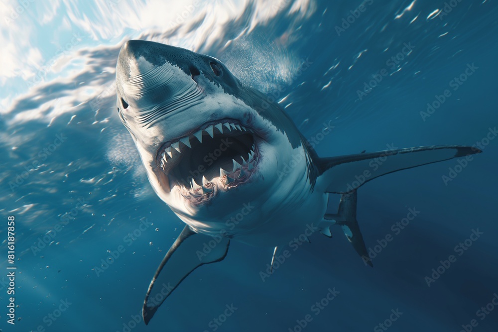 Fototapeta premium A great white shark underwater