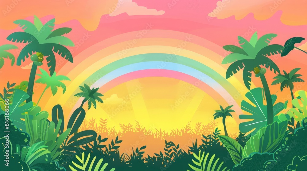 Fototapeta premium jungle field flat illustration.