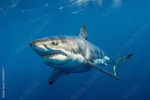 A great white shark underwater