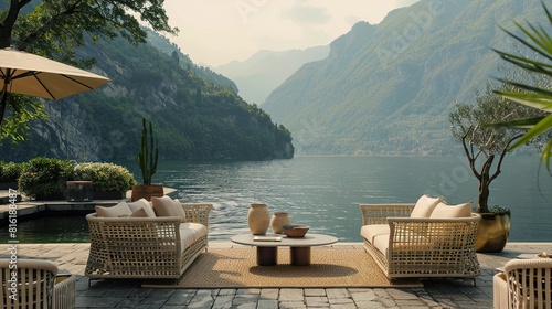 Lakeside Leisure A Tranquil Moment by the Lake Where Natures Beauty Inspires Peace and Reflection Amidst Italian Elegance 