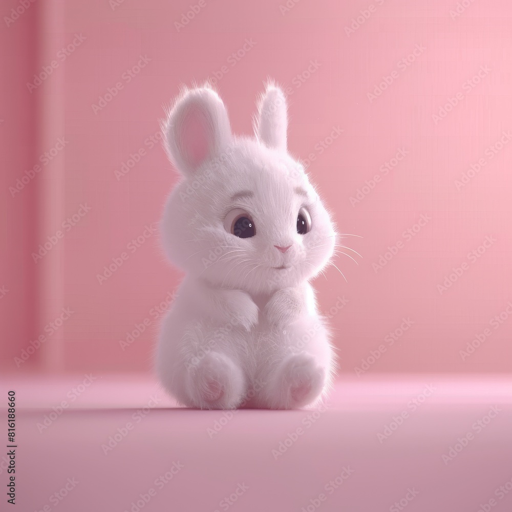toy rabbit. Concept: banner with a cute cheerful animal on a plain copy space background, print or postcard toy rabbit. Concept: banner with a cute cheerful animal on a plain copy space background, print or postcard