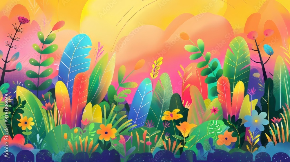 jungle field flat illustration. jungle field flat illustration.