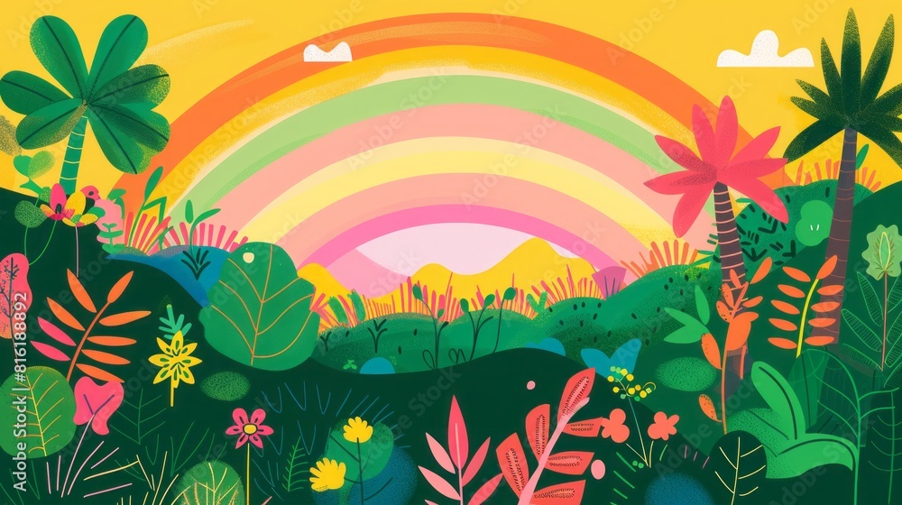jungle field flat illustration. jungle field flat illustration.