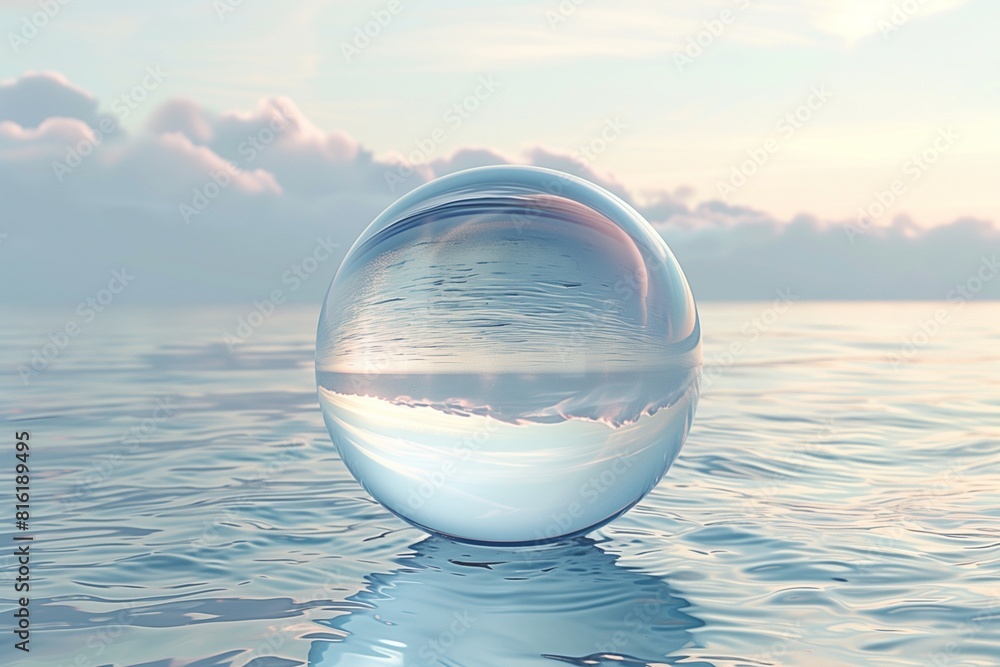 Beautiful background with a ball of water, sea and ocean. 3d illustration, 3d Beautiful background with a ball of water, sea and ocean. 3d illustration, 3d