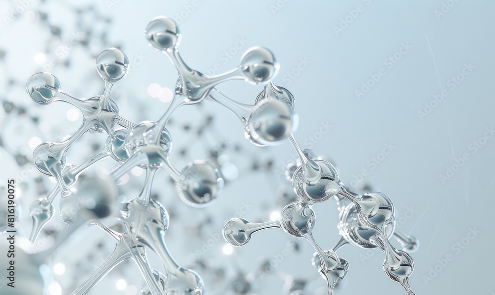 A closeup macro shot of a molecular structure made out of glass spheres A closeup macro shot of a molecular structure made out of glass spheres