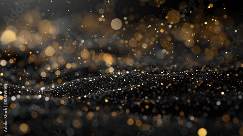 Holiday Black. Luxurious Three-Dimensional Abstraction with Gold Bokeh in Stunning Sparkling © Serhii