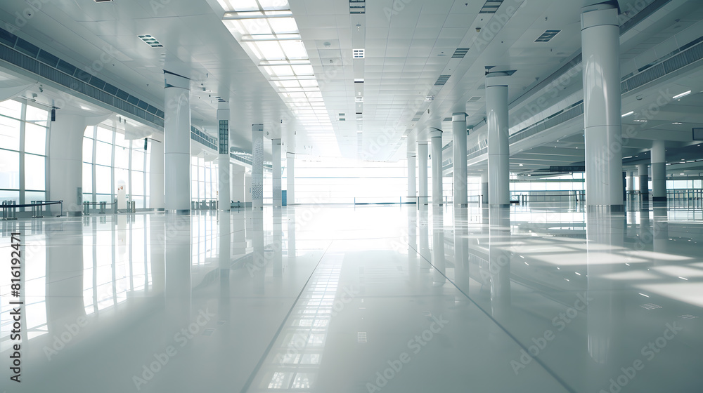 Empty square floor and airport building scene in ShanghaiChina : Generative AI Empty square floor and airport building scene in ShanghaiChina : Generative AI