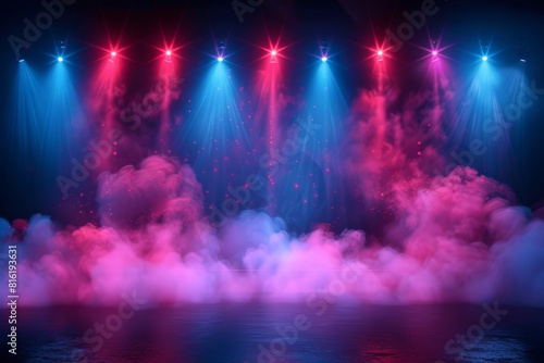 Theatrical Stage With Smoke and Spotlights