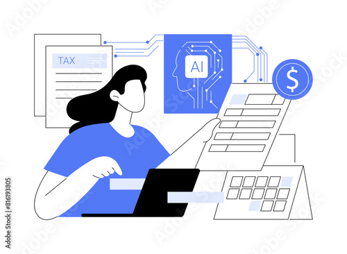AI-Backed Tax Planning abstract concept vector illustration.
