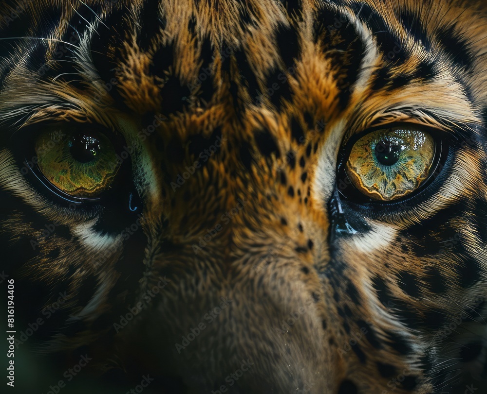 leopard eyes close up.
