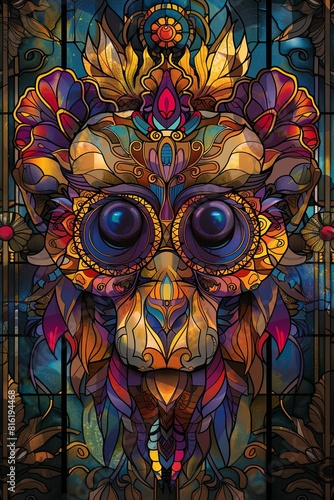 A colorful monkey with glasses on its face