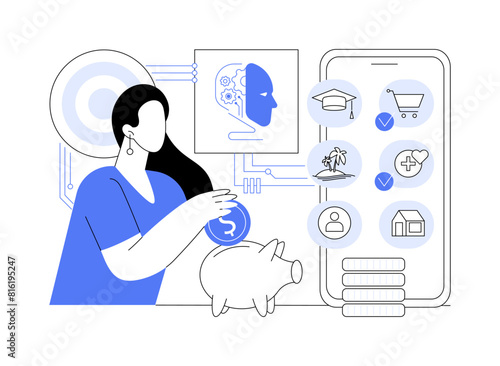 AI-Optimized Savings Goals abstract concept vector illustration.