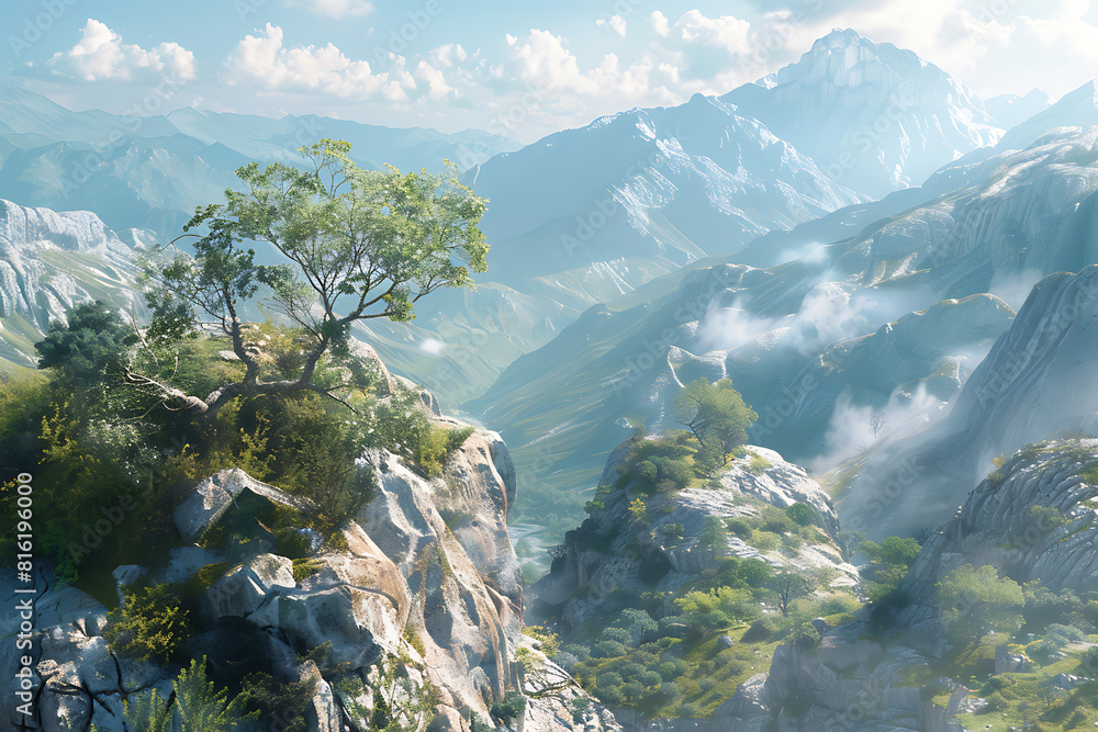 Serene mountains adorned with lush green trees, a tranquil scene amidst nature's grandeur. Serene mountains adorned with lush green trees, a tranquil scene amidst nature's grandeur.