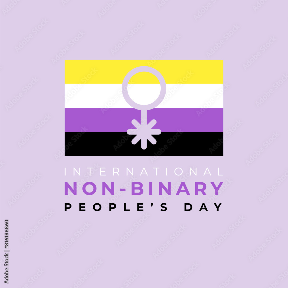 Non-Binary pride flag. Happy Non-Binary Awareness Week. Template for background, banner, card, poster. Vector illustration. Non-Binary pride flag. Happy Non-Binary Awareness Week. Template for background, banner, card, poster. Vector illustration.