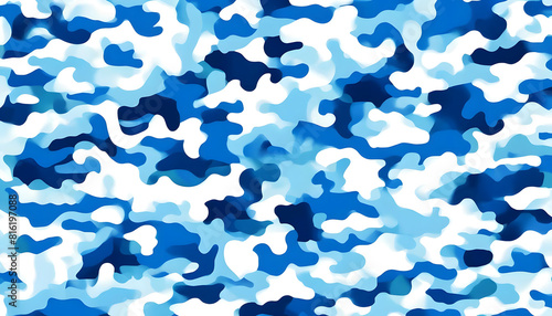 Camouflage blue pattern modern vector background  stylish design for textiles