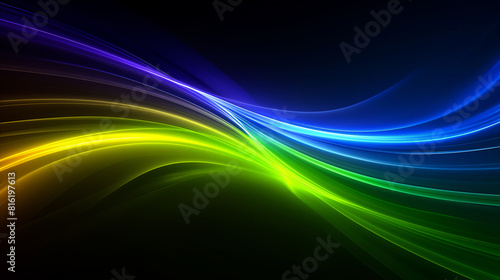 Abstract colorful digital wave black background of blue and green