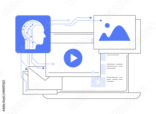 AI-Streamlined Content Creation abstract concept vector illustration.