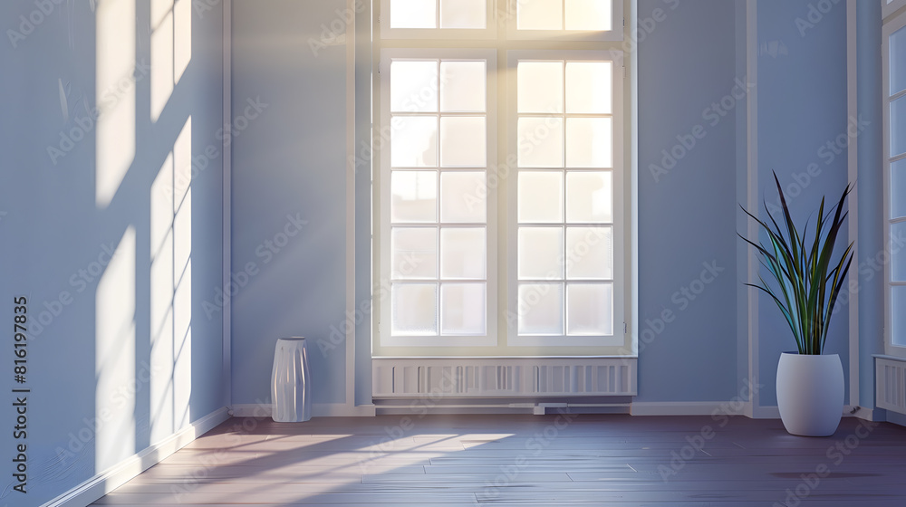 Fototapeta premium beautiful new apartment interior view room with window : Generative AI