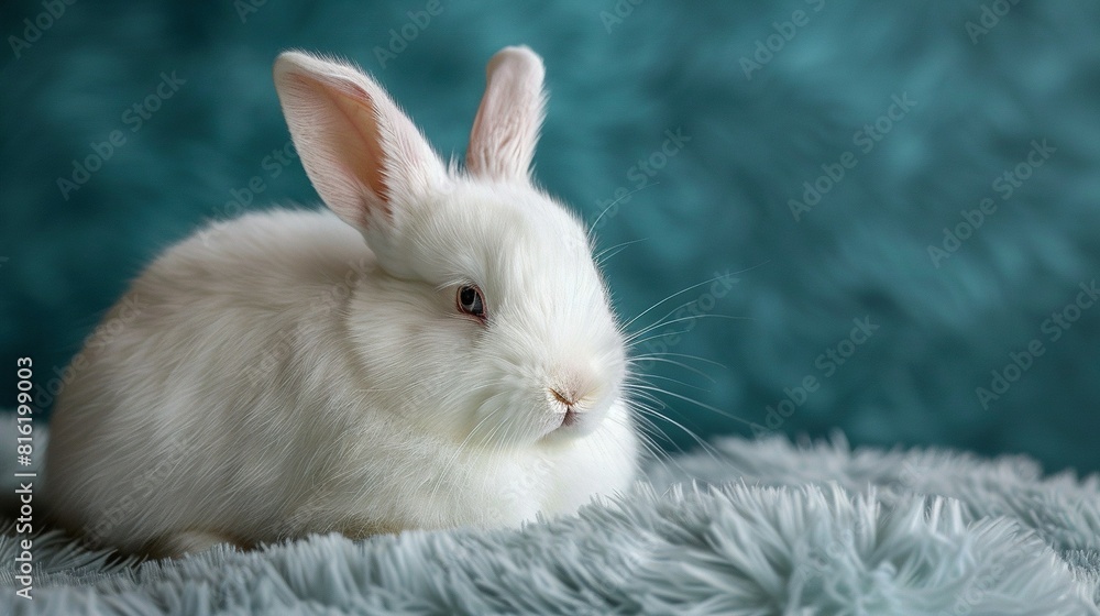 Rabbit on Teal Background Rabbit on Teal Background