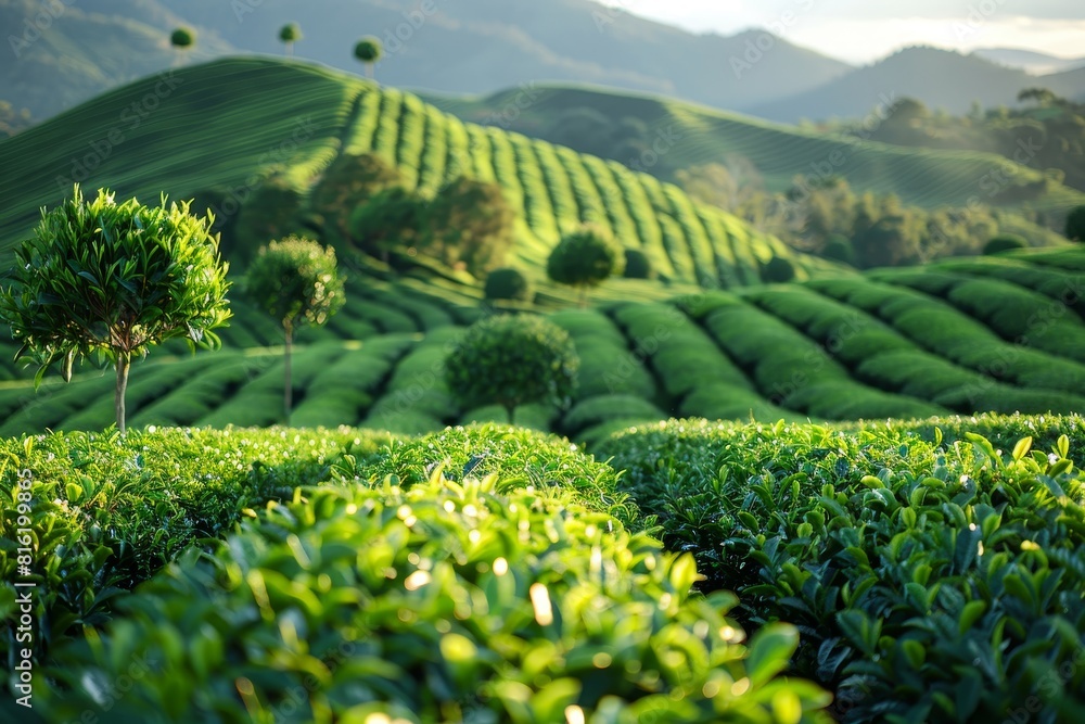 Tea Tree Plantation: Rows of neatly trimmed bushes in a tea plantation. Tea Tree Plantation: Rows of neatly trimmed bushes in a tea plantation.