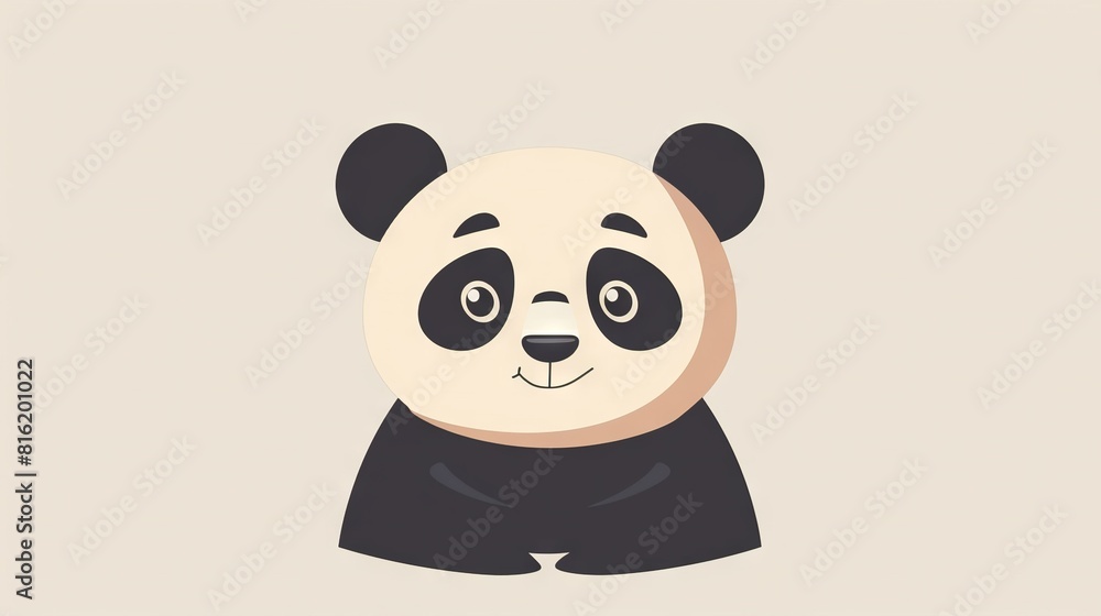 Panda with black & white face & body, sitting on beige background Panda with black & white face & body, sitting on beige background