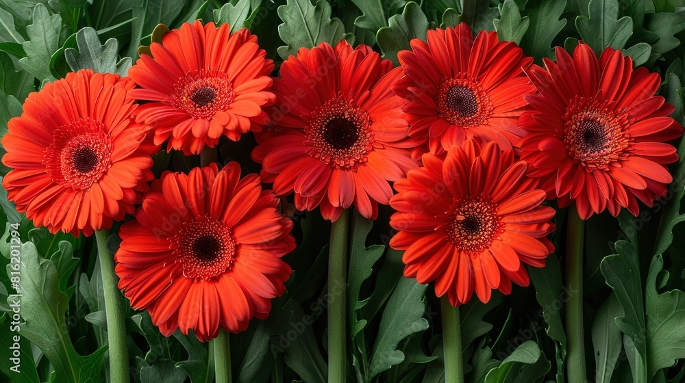 Red flowers cluster on green grass field Red flowers cluster on green grass field